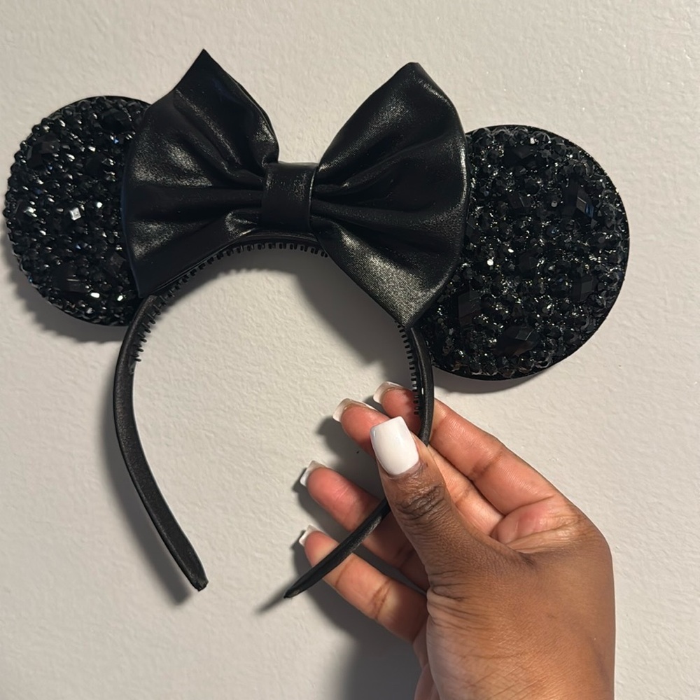 Deep Black Sparkle Mickey Ears